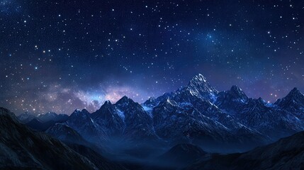 Starry Night in the Mountains: Serene Landscape Illuminated by Starlight