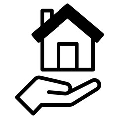 save home icon, house hand care icon