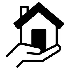 save home icon, house hand care icon