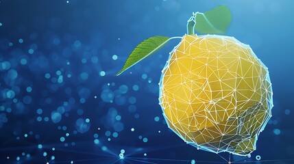 polygonal illustration of a lemon fruit in low poly style.