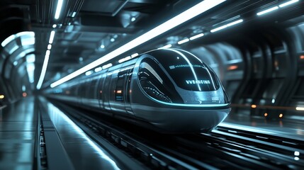 Fototapeta premium A futuristic transport system with magnetic levitation trains and advanced infrastructure.