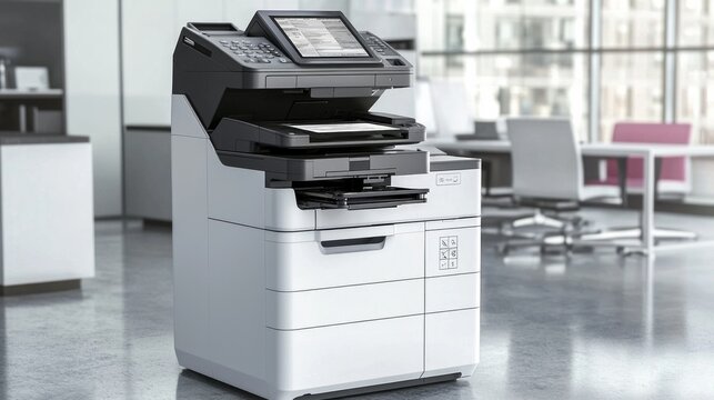 Copier or photocopier or photocopy machine office equipment workplace for scanner or scanning document or printer for printing paperwork hard copy paper duplicate or service maintenance repair.