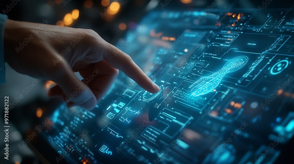 Aufkleber Medical worker touch virtual medical revolution and advance of technology Artificial IntelligenceAI Deep Learning for medical researchTransformation of innovation and technology for fu : Generative AI
