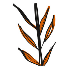 Decorative stylized dry leaf branch