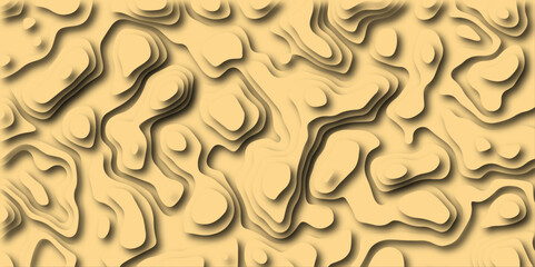 3D Woodcut Stylized Brown Woody topographic Contour Scheme and Terrain. Geographic mountain terrain. Contour map background. Woody Cartographic Weave with seamless striped patterns and wavy Shapes