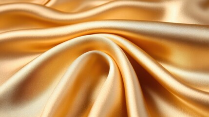 Obraz premium A rich gold silk fabric elegantly flows, highlighting its smooth texture and shimmering surface in natural light
