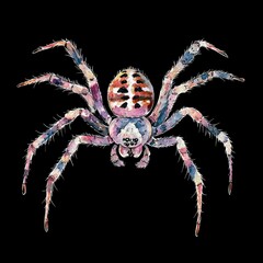 Obraz premium Watercolor Illustration of a Colorful Spider with Eight Legs