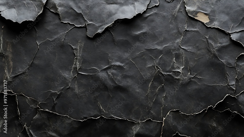 Aufkleber Old Black Empty Aged Vintage Retro Damaged Paper Cardboard Card Rounded Corners Rough Grunge Shabby Scratched Texture Distressed Overlay Surface for Collage and Mixed Media High Qualit : Generative AI