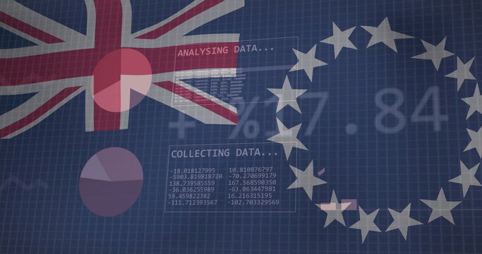 UK and EU flags with binary code and financial data image - Powered by Adobe