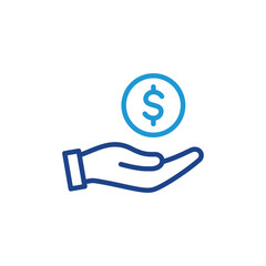 hand holding dollar money icon vector