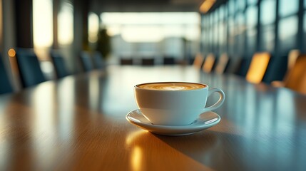 Cup of coffee on table in the conference room : Generative AI