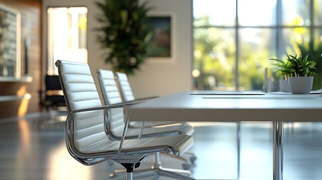 Interior of a modern home office small office start up business white conference room : Generative AI