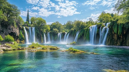 Natural waterfalls on the river Kravica Bosnia and Herzegovina : Generative AI