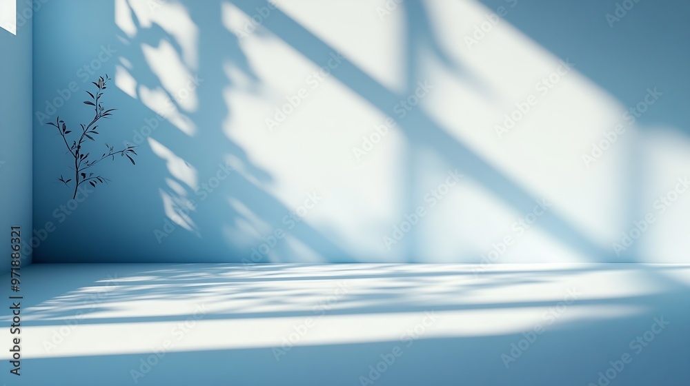 Poster light soft minimal background mockup for product presentation corner of room with shadows from diffe