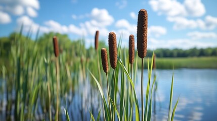 Cattails growing the Florida Everglades in the USA : Generative AI