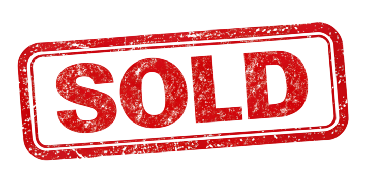 SOLD red rubber stamp isolated on transparent background or white background with distressed texture effect - Powered by Adobe