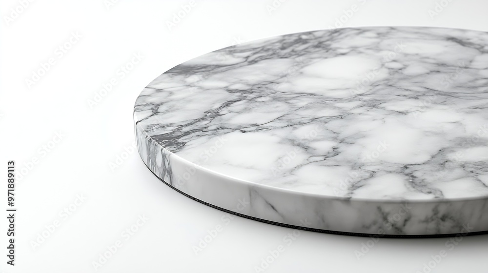 Poster White marble stone table top isolated on white background for product display : Generative AI