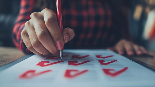 Digital Checklists for efficient business management Businessman touching marking on checklist guide to paperless assessment and Future Success Streamlining operations with online surv : Generative AI