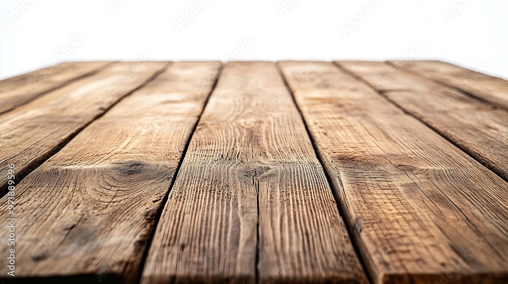 Poster empty light wooden table isolated on white : generative ai