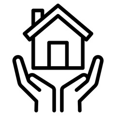 save home icon, house hand care icon