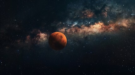 Planet Mars in the starry sky.