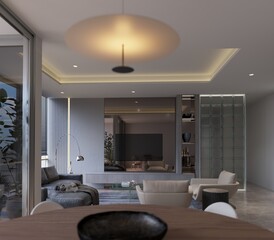 modern minimalist hi end apartment interior. 3d rendering