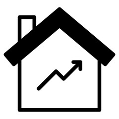 House investment growth icon. Real estate. Property value. Cost of living.