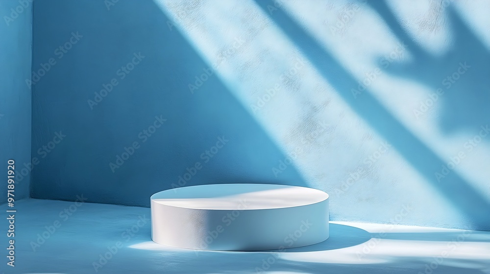 Fototapete pastel blue background for product display or mock up with shadow and light : generative ai