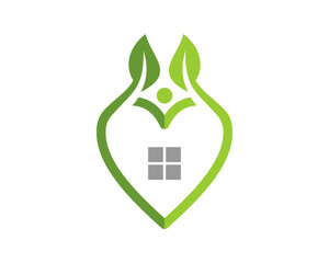 Love nature leaf and home incorporating logo