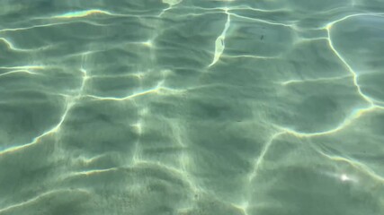 The sunlight reflects on the crystal-clear waters of the ocean, creating mesmerizing patterns on the surface. The serene and calm water invites relaxation and admiration of nature's beauty.