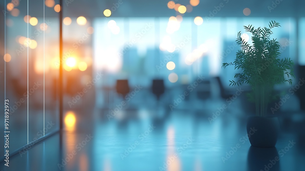 Leinwandbilder abstract blurred image of modern office with soft light for background usage blur office workplace i
