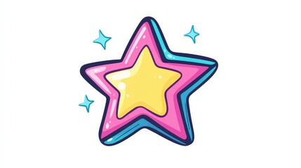 Obraz premium Cute doodle-style PNG sticker of a sparkle star shape, with a transparent background, designed to bring a fun and whimsical element to your designs