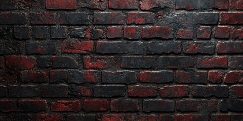 Close-up of a Dark Brick Wall with Red Brick Accents