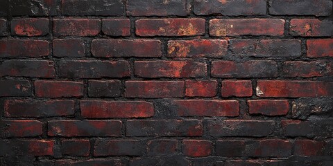 Close-up of a Red Brick Wall with Black Paint