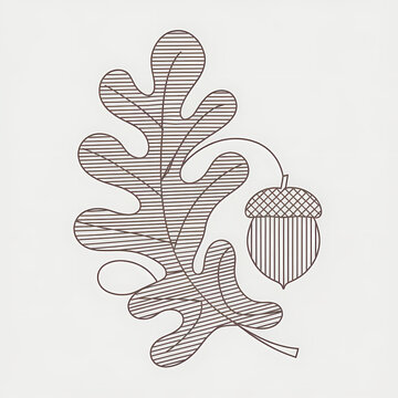lined oak leaf and acorn clip art preview