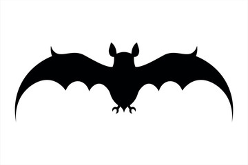 Scary black bat flat icon. Vector illustration isolated on white background.