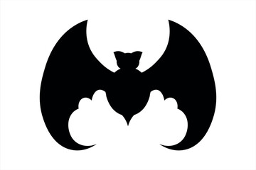 Scary black bat flat icon. Vector illustration isolated on white background.