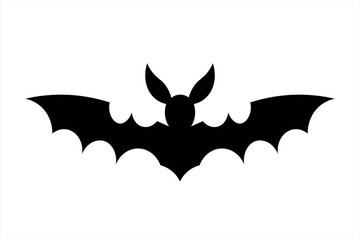 Scary black bat flat icon. Vector illustration isolated on white background.