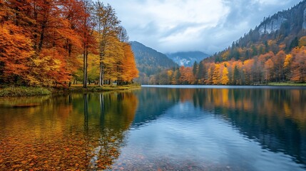 Breathtaking autumn scene of Schiederweiher pond Poppular travell destination Location Hinterstoder Kirchdorf an der Krems district Upper Austria Austria Europe : Generative AI