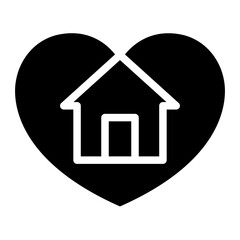 House with heart shape icon , love home symbol,