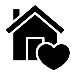 House with heart shape icon , love home symbol,