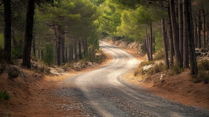 Naklejka premium A road with trees on either side