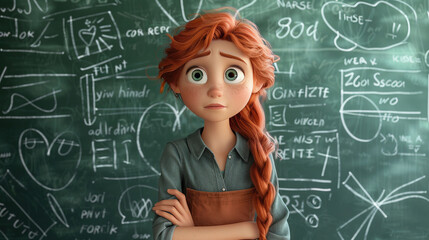 Fototapeta premium cartoon character girl teacher. Teacher Day character