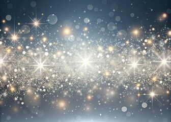 Fototapeta premium Luminous silver glittering sparks scatter across a sleek, modern gradient background, evoking luxury, sophistication, and festive celebration, perfect for elegant designs and decorations.