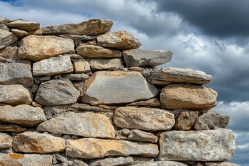 Stone Wall Against a Cloudy Sky