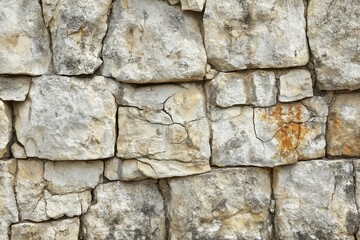 Fototapeta premium Weathered Stone Wall with Cracks and Patches