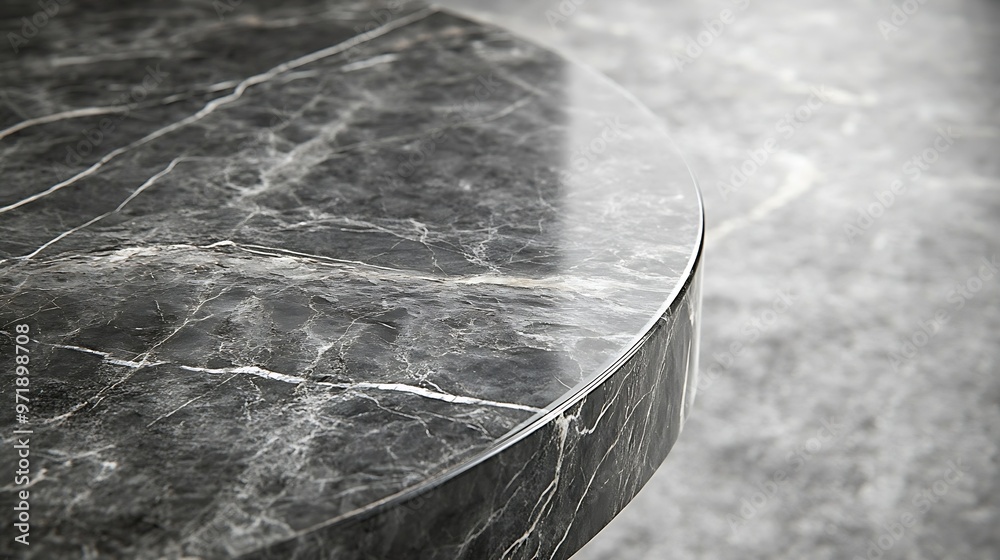 Aufkleber grey marble table corner at  foreground used as product displayed isolated on background with clipping path perspective view of luxury emperador marble table showing edge of table : Generative AI