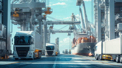 "Freight Ships and Dock Cranes"
「貨物船とクレーンの風景」