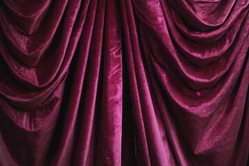 Fototapeta premium Closeup of Deep Red Draped Velvet Fabric