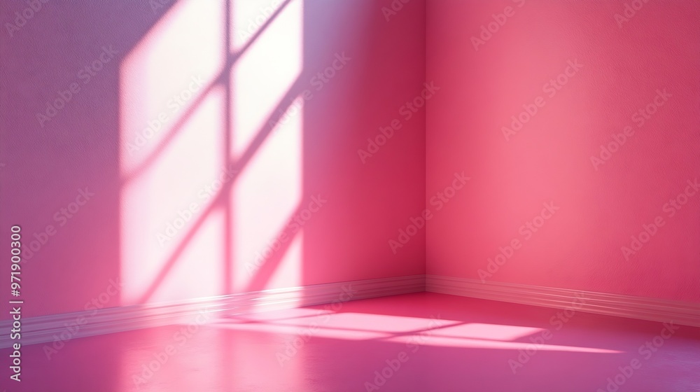 Poster pink studio space room corner template and background : generative ai